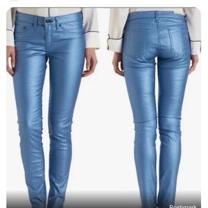 Rag& bone sky blue metallic leggings jeans, size 29